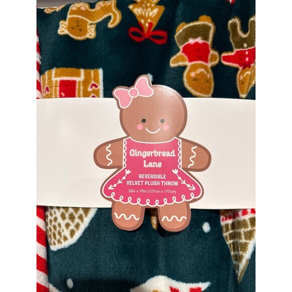 TIK TOK VIRAL GINGERBREAD PETS Reversible CHRISTMAS Print Throw Blanket - Picture 2 of 4